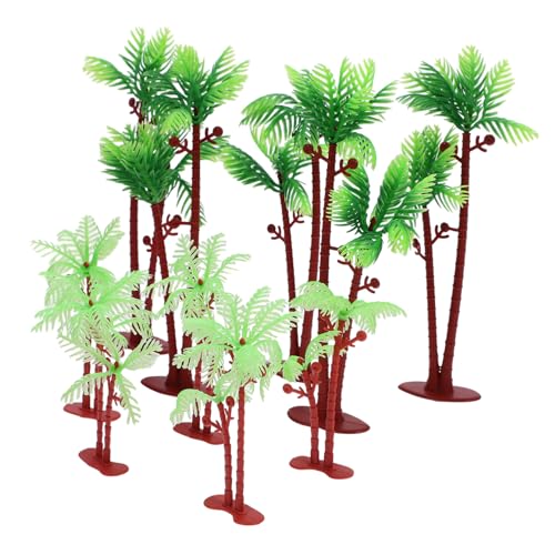 HOMSFOU 10 Stück Teiliges Miniatur aus Langlebigem PVC Realistische Künstliche Mini Kokospalmen für Mikro Landschaften Sandtisch Deko Wetterfest Farbecht für Strand und Meeresdeko von HOMSFOU