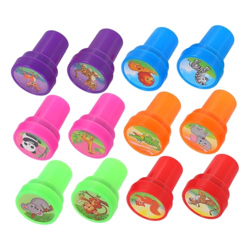 HOMSFOU 12 Stück Cartoon-tierrobbe Cartoon-briefmarken Selbstfärbender Stempel Malstempel Party Bevorzugt Briefmarken Kleinkind Stempel Bastelstempel Kindermarken Süßer Malstempel Plastik von HOMSFOU