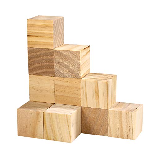 HOMSFOU 12 Stück Holzbausteine ​​Holzklötze Quadratische Blöcke Für Stempel Zahlen Kunst Und Handwerk von HOMSFOU