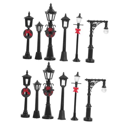 HOMSFOU 12 Stück Modell Straßenlaterne Zubehör für Straßenlaternen Mini Straßenlaterne Modell Straßenbeleuchtung Miniaturlichter für Puppenhaus Straßenlaternen des Dorfes Plastik von HOMSFOU