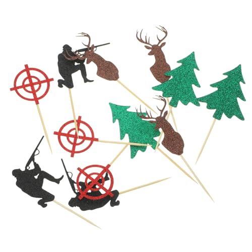 HOMSFOU 12st Jäger-weihnachtsbaum-geweih- -geburtstags-party-kuchen-dekorations-einsatz-karte -cupcake-topper Geburtstagskuchen-picks Cupcake-dekor Einstellen Pappbecher Papier von HOMSFOU