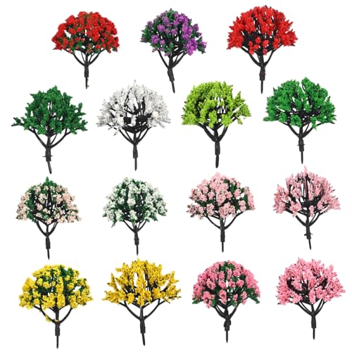 HOMSFOU 15 Stück Dioramenbedarf Mini-Landschaftsbaum Pflanzen-Modellschmuck Modellbäume klein Mini-Baummodell künstliche Bäume Feengarten Zubehör Baumbaumodell Plastik von HOMSFOU