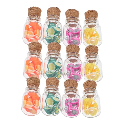 HOMSFOU 16 Sets Miniatur-Obstscheiben Glas Vorratsdosen mit künstlichen Obstscheiben für Puppenhaus Dekoration Mikro-Szene Dekor und DIY Handwerk Miniatur-Lebensmittelflaschen von HOMSFOU