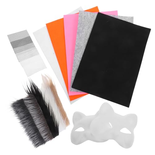 HOMSFOU 1Satz Katzenmasken Set zum Selbermachen Teiliges Set Grauem Fell und Mattem DIY Tiermaske für Kostümpartys Maskerade Halloween und Bastelprojekte von HOMSFOU