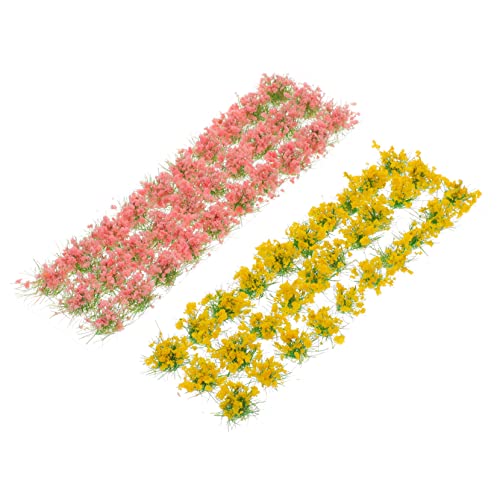 HOMSFOU 2 Blätter Simulierte Blütenbüschel Dekoration DIY Modellblumen für Sandtisch Miniaturgarten und pro Rosa Gelb von HOMSFOU