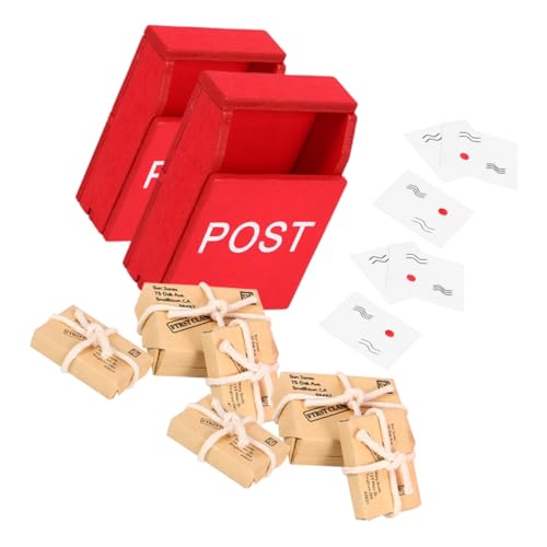 HOMSFOU 2 Sätze Simulierte Postfach-E-Mail Dekoration Mini-Briefkasten Miniatur Ornament Puppe Mini-Briefkästen für Briefkasten für Kleinkinder Holz von HOMSFOU