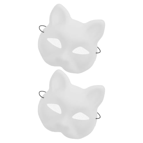 HOMSFOU 2 Stück Bemalbare Katzenmasken Aus Kunststoff Blanke Diy-Maskenmasken Weiße Unbemalte Masken Für Cosplay-Party Halloween Abschlussball HOMSFOU 2 Stück Bemalbare Katzenmasken Aus Kunststoff Blanke Diy-Maskenmasken Weiße Unbemalte Masken Für Cosplay-Party Halloween Abschlussball von HOMSFOU