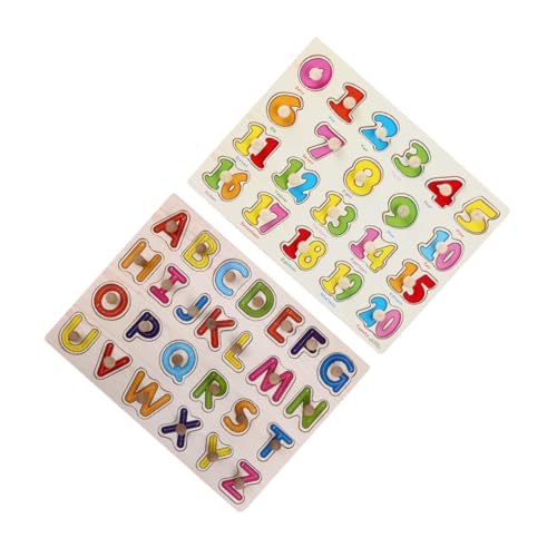 HOMSFOU 2Er Set Alphanumerisches Puzzle Puzzles Babyspielzeug Holz Zahlenpuzzle Für Kleinkinder Holz Alphabet Puzzle Kleinkind Zahlenpuzzle Buchstabenpuzzle Alphabet Holzpuzzle von HOMSFOU