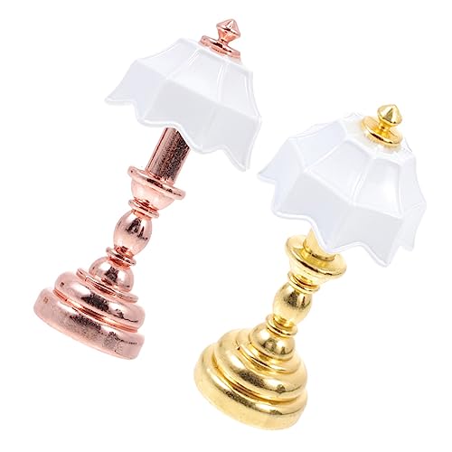 HOMSFOU 2 Stück Puppenhaus-Tischlampe Puppenhaus-Bodenleuchten Lampara De Escritorio Led-Mini-Lampe Puppenhaus-Lampe Puppenhaus-Zubehör Mini-Stehlampen Led-Dekor Eisen-Wandlampe von HOMSFOU