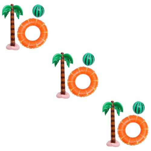 HOMSFOU 3 Sätze aufblasbare Kokospalme schöner Schwimmring aufblasbarer Wasserball Ornament Dekor Strandspielzeug bunter Schwimmring Europäisch und amerikanisch schmücken Hawaii Requisiten von HOMSFOU