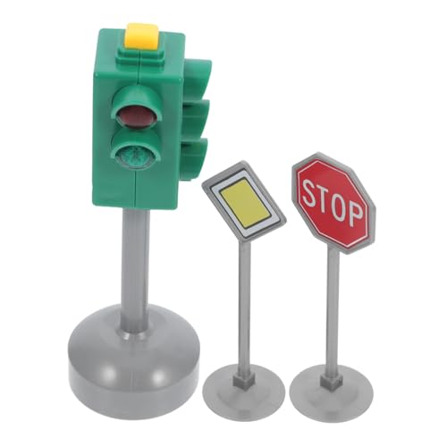 HOMSFOU 3 Stück Ampelspielzeug Ampeldekor Mini Stoppschild Verkehrsschilder Straßenschilder Für Intelligentes Ampelspielzeug Stoppschild Stopplichtlampe Eisenbahnampeln von HOMSFOU