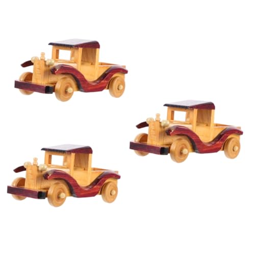 HOMSFOU 3 Stück Automodell Ornamente Holzauto Puzzles Modell Spielfahrzeug Spielzeug Holzkiste Schreibtischaufsatz Figurensammlung Automodell Hölzernes Spielzeug von HOMSFOU