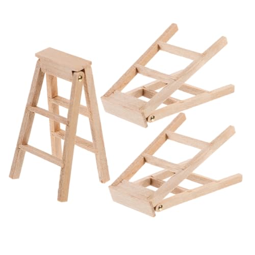 HOMSFOU 3 Stück Holzleiter In Fischgrätenmuster Modellmöbel Holz Ankleidepuppen Holzpuppen Für Puppenhaus Miniatur Puppenhaus Bausatz Puppenhaus Puppenfamilie Beige von HOMSFOU