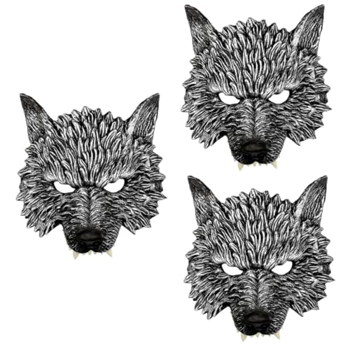 HOMSFOU 3 Stück Werwolf Maske Cosplay Wolf Halloween Maskerade Für Männer Karneval Party Gesichtsbedeckung Holloween Gesichtsbedeckung Dino Kinder Maskerade Maske Kostümmaske von HOMSFOU