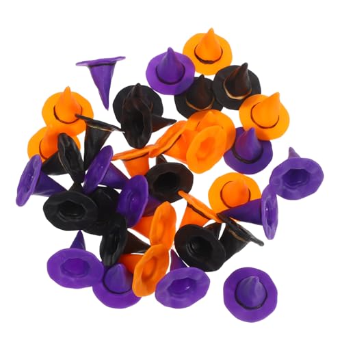 HOMSFOU 36 Stück Teiliges Hexenhüte Bunte Kunststoff Hexenhut Miniaturen für Halloween DIY Dekoration Vielseitige Hüte für Puppenhaus Party und Bastelzubehör von HOMSFOU