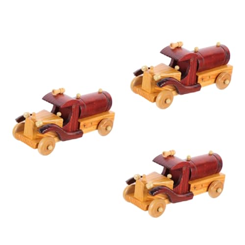 HOMSFOU 3st Automodell Ornamente Spielzeug Mini Auto Klassische Autos Holz 3D von HOMSFOU