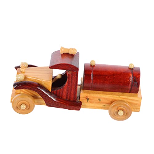 HOMSFOU 4 Stück Automodell Ornamente Spielzeug Holz Miniatur LKW 3D von HOMSFOU