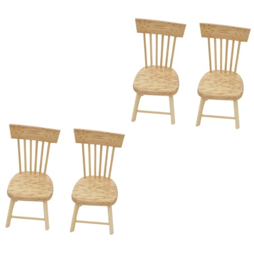 HOMSFOU 4 möbel holzmöbel puppenhauszubehör Puppenhausmöbel stühle -Hausmöbel DIY Mini Requisiten Mini- -Miniaturmöbel Sandkasten Ornamente Stuhl Hölzern von HOMSFOU