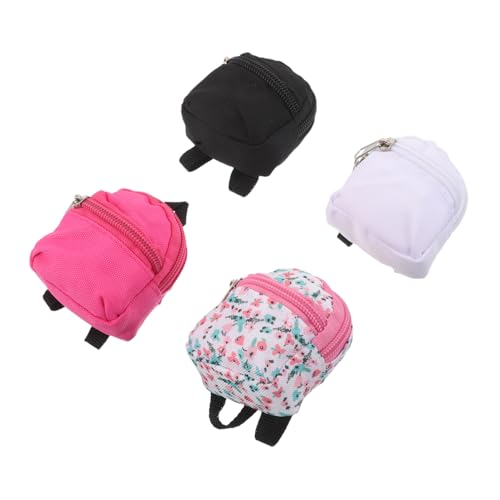 HOMSFOU 4 Stück Teiliges Mini Rucksack aus Polyester für Bjd Puppen Leichter Langlebiger Miniatur Rucksack mit Reißverschluss Realistische Puppenaccessoires für Rollenspiele und DIY von HOMSFOU