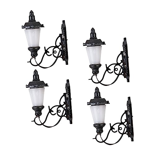 HOMSFOU 4 Stück Teiliges Mini Wandleuchten Warmgelbes Licht DIY Sandtisch Dekoration Detailreiche Miniatur Wandlampen für Modellbau und Puppenhaus Zubehör von HOMSFOU