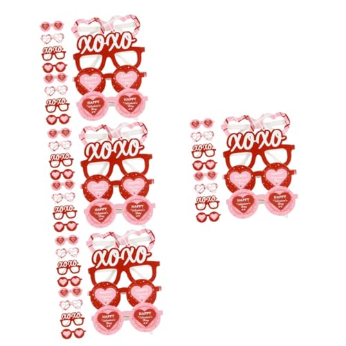 HOMSFOU 48 Stk Valentinstag Papier gläser Rosa Herz-Sonnenbrille kinder dekor Valentinstag Brillen Valentinstag-Party-Foto-Requisiten coole Brille Kleidung Papiergläser Spielzeug schmücken von HOMSFOU