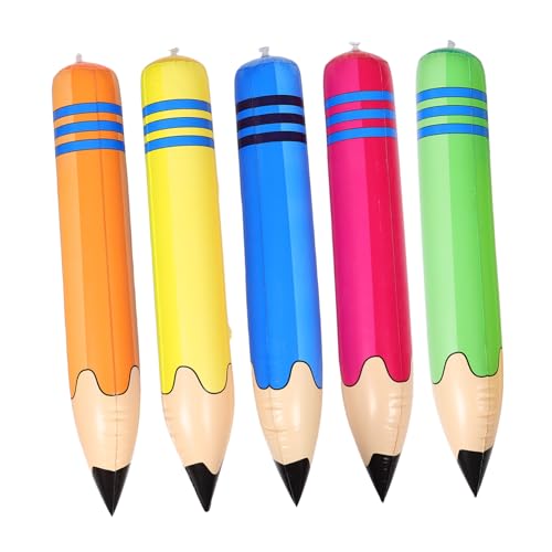HOMSFOU 5 Stück Teiliges Aufblasbare Jumbo Bleistift Spielzeuge PVC Multifunktional als Hammer Barbell Goldener Reifen Kindergarten Sport Party Dekoration Back To School Zubehör von HOMSFOU