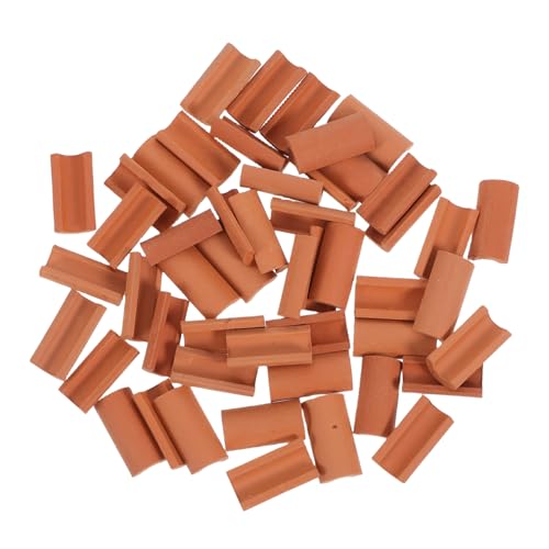 HOMSFOU 50 Stück Mikrolandschaftsdekoration Dacheindeckung für Puppenhäuser Miniaturgebäudezubehör Miniaturen zum Basteln Dachziegel Puppenhaus-Miniaturartikel Puppenhausdach Ton Chocolate von HOMSFOU