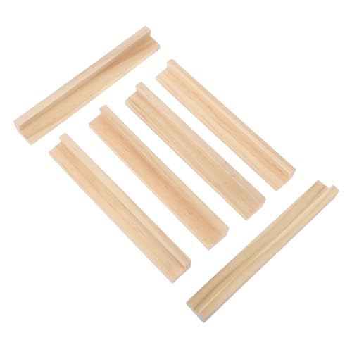 HOMSFOU 6 Stück Englische Alphabetbasis Fliesenhalter Dominoständer aus Holz Halter für Dominosteine Domino-Zubehör Zubehör für Brettspiele Domino-Halter Kiefernholz Beige von HOMSFOU