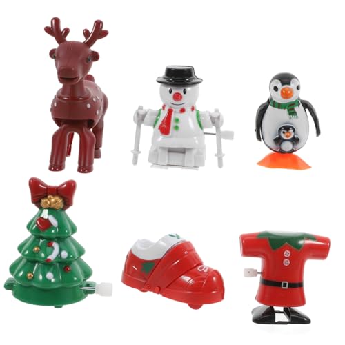 HOMSFOU 6 Stück Teiliges Weihnachts Aufziehspielzeug Schneemann Weihnachtsbaum und Partygeschenke und Strumpffüller für Sicher für Festliche Anlässe von HOMSFOU