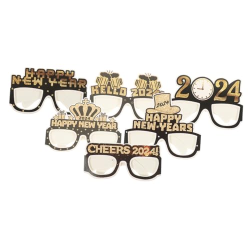 HOMSFOU 6st Brillen Für Das Neue Jahr 2024 Party-brillengestell Kostüm-requisiten Für Das Neue Jahr Lustige Zahlenbrille Neujahrs-foto-requisite 2024 Brille Cosplay Papier Kind Kleidung von HOMSFOU