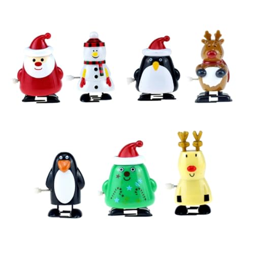 HOMSFOU 7st Weihnachtliches Aufziehspielzeug Uhrwerk Spielzeug Gastgeschenke Laufendes Spielzeug Weihnachtsspielzeug Zum Aufziehen Haargummis Karikatur Füllstoff Abs-Kunststoff Kind von HOMSFOU