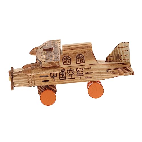 HOMSFOU Flugzeugmodell Ornament Vintage Flugzeugmodell Modellflugzeug Desktop-Ornament Formen Flugzeugdekor Flugzeugfigur Dekorativ Retro Ebene Party Mini Groß Hölzern Golden von HOMSFOU