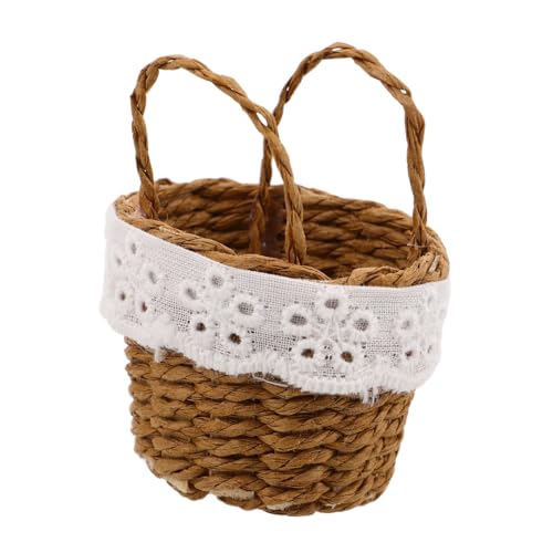 HOMSFOU Handgewebter Miniatur-blumenkorb aus Imitations-rattan Kleiner Tragbarer Korb für Puppenhaus-dekoration Spielszene-zubehör Geeignet für Sammler und Miniatur-diy-projekte HOMSFOU Handgewebter Miniatur-blumenkorb aus Imitations-rattan Kleiner Tragbarer Korb für Puppenhaus-dekoration Spielszene-zubehör Geeignet für Sammler und Miniatur-diy-projekte von HOMSFOU