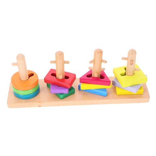 HOMSFOU Holzspielzeug Geometrische Formen Set Teilig Pädagogisches Steckspiel für Kleinkinder von Hand Koordination und Logischem Montessori Lernspielzeug Frühkindliche Formpuzzle von HOMSFOU