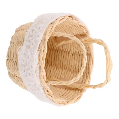 HOMSFOU Mini-Hand-Blumenkorb Miniaturhandwerkskorb kleine gewebte Körbe Szenenkorb Puppenkleiderkorb Miniatur-Puppenhauskörbe Micro Landscaping Korb Nachahmung Beige von HOMSFOU