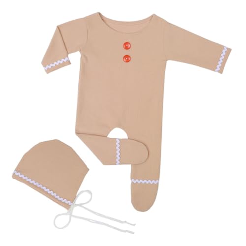 HOMSFOU Neugeborenen Fotokostüm Set Weihnachts Langarm Overall für Junge Mädchen mit Mütze Süßer Lebkuchen Design für Fotoshootings und Weihnachtsfeiern HOMSFOU Neugeborenen Fotokostüm Set Weihnachts Langarm Overall für Junge Mädchen mit Mütze Süßer Lebkuchen Design für Fotoshootings und Weihnachtsfeiern von HOMSFOU
