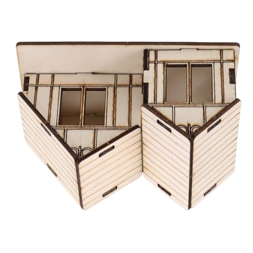 HOMSFOU Sandtischhaus Bauen unfertiges Holzhaus Miniaturhäuser zum Basteln Bausatz Spielzeughaus Minihäuser zum Basteln Holz zum Basteln Handwerkshäuser hölzern Beige von HOMSFOU