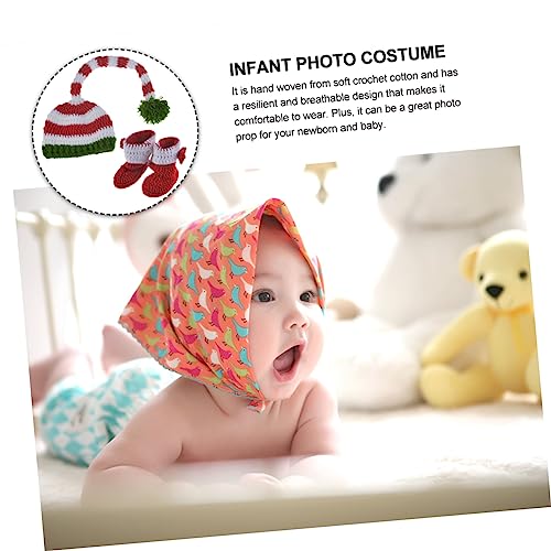 HOMSFOU Weihnachtskostüm Langarm Fotografie Requisiten für Neugeborene Rot Mütze und Socken für Fotoshooting und von HOMSFOU