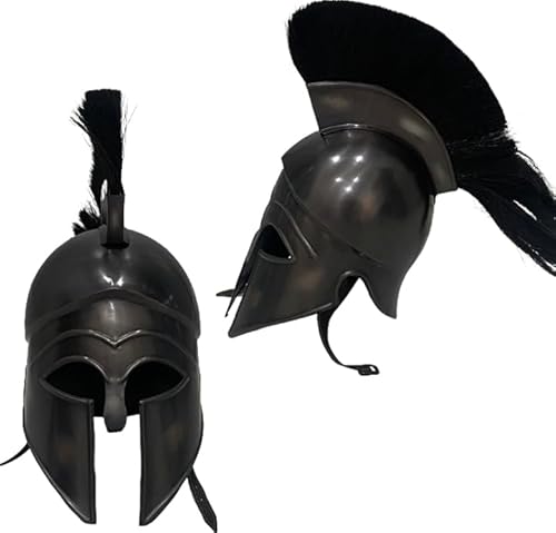 18Ga Stahlpanzer griechischer korinthischer Helm mit Feder schwarzes Finish Ritter Spartan Helm Arm Kostüm von HOMYZ