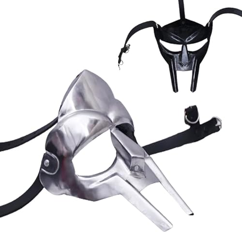 Armor Viking Steel Silver Face Mask | Roman Gladiator Helmet Medieval Mask for Face | Armor Leather Straps Helm for Halloween von HOMYZ