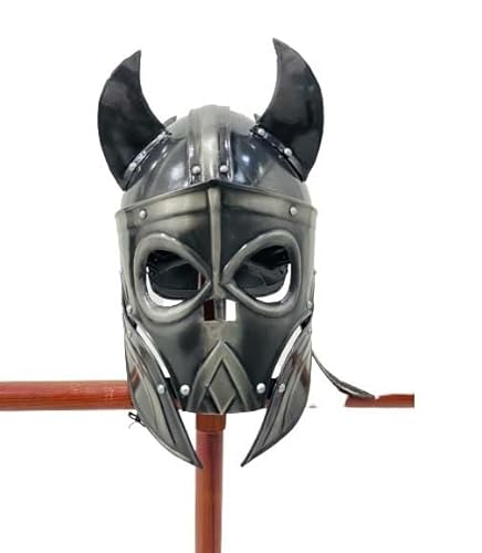 HOMYZ Geschwärzter Helm, 18 Gauge, Stahl, mittelalterlicher Lichking, Untoter Wolf, Helm, schwarzes Finish, Halloween-Party-Kostüm von HOMYZ