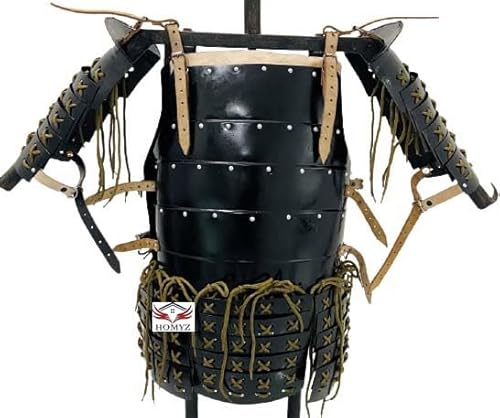 HOMYZ Japanische mittelalterliche Rüstungsjacke, schwarze Rüstung, Samurai-Schulter-Set, tragbar für Erwachsene, Samurai-Halloween-Kostüm HOMYZ Japanische mittelalterliche Rüstungsjacke, schwarze Rüstung, Samurai-Schulter-Set, tragbar für Erwachsene, Samurai-Halloween-Kostüm von HOMYZ