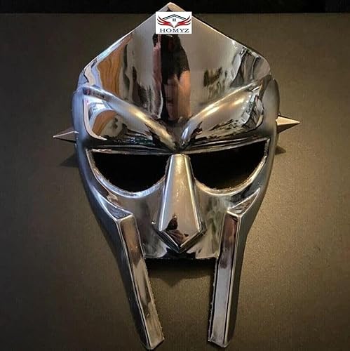 HOMYZ MF Doom-Maske, römischer Gladiator-Gesichtsmaske, Helm, 18 g, Stahl-Gesichtspanzer für Halloween, Silber-Finish HOMYZ MF Doom-Maske, römischer Gladiator-Gesichtsmaske, Helm, 18 g, Stahl-Gesichtspanzer für Halloween, Silber-Finish von HOMYZ