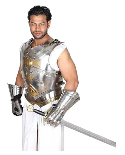HOMYZ Mittelalterliche Aragorn-Muskel-Body-Rüstung, Kürass, Ritter, Brustpanzerjacke, Handschuhe, Halloween, Herren-Rüstung von HOMYZ