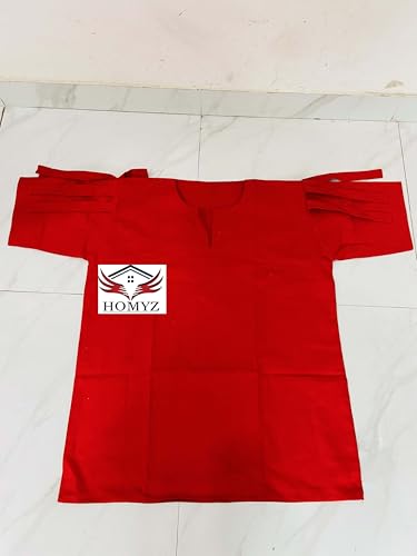 HOMYZ Mittelalterliche Kleidung, historische römische Tunika, 100 % Baumwolle, rotes Römerkleid, Ritter, Rollenspiel, Halloween-Kostüm von HOMYZ
