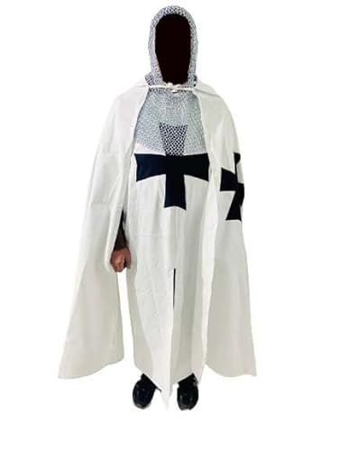 HOMYZ Mittelalterliche Kreuzritter-Tempel-Tunika, Ritter, weiß, schwarz, Kreuzritter-Umhang, Cosplay, Nachstellung, LARP, Rüstung, Baumwollkostüm HOMYZ Mittelalterliche Kreuzritter-Tempel-Tunika, Ritter, weiß, schwarz, Kreuzritter-Umhang, Cosplay, Nachstellung, LARP, Rüstung, Baumwollkostüm von HOMYZ