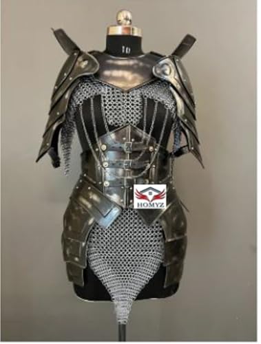 HOMYZ Mittelalterliche Kriegerin, Rüstungsanzug, mutige Dame, antiker Kürass, Schulter/Gorget/Gürtel, weibliches Ritter-Kostüm, Kettenhemd nicht im Lieferumfang enthalten HOMYZ Mittelalterliche Kriegerin, Rüstungsanzug, mutige Dame, antiker Kürass, Schulter/Gorget/Gürtel, weibliches Ritter-Kostüm, Kettenhemd nicht im Lieferumfang enthalten von HOMYZ