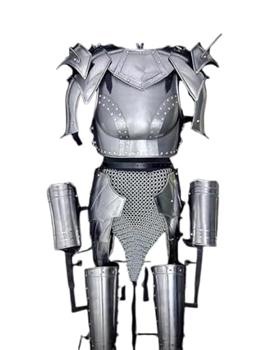 HOMYZ Mittelalterliche Rüstung Brave Lady Woman Fantasy Battle Warrior Brave Lady Knight Suit of Armour Queen Full Steel Armor Suit Steel Costume von HOMYZ