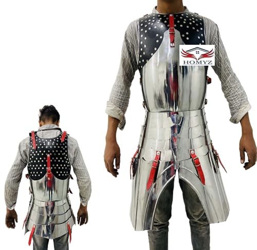 HOMYZ Mittelalterliche Rüstungsjacke, Stahl, Brustpanzer, Ritterjacke, Silber-Finish, Rüstung, Kostüm für Halloween HOMYZ Mittelalterliche Rüstungsjacke, Stahl, Brustpanzer, Ritterjacke, Silber-Finish, Rüstung, Kostüm für Halloween von HOMYZ