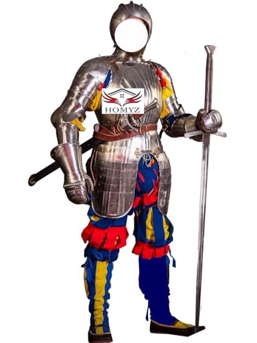 HOMYZ Mittelalterliche Stahl-Landsknecht-Tellerpanzer, Rollenspiel 16. Jahrhundert Rüstung, Deutscher Söldner Pikemans Rüstungsanzug, tragbar, funktionelle Körperpanzer, SCA LARP, Halloween von HOMYZ
